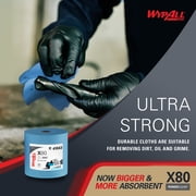 WypAll PowerClean X80 Cloths Heavy Duty Wipes (41043), Jumbo, Extended Use Towels, Blue (1 Roll of 455 Sheets, 455 Sheet Total)