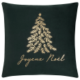 thumbnail image 1 of Bouclair Beige Kina Joyeux Noel Tree Velvet Cushion Cover, 1 of 6