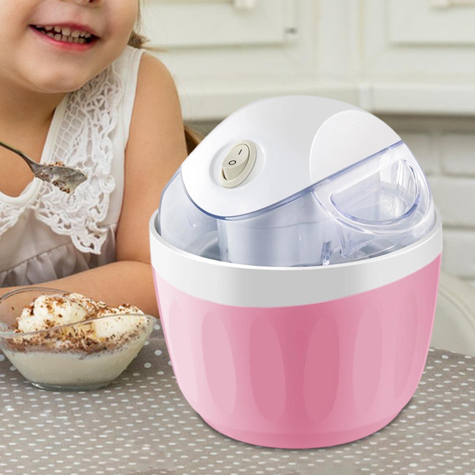 Fiocias Electric Ice Cream Maker Easy to Clean and Use Home Use Summer Dessert Maker Pink White