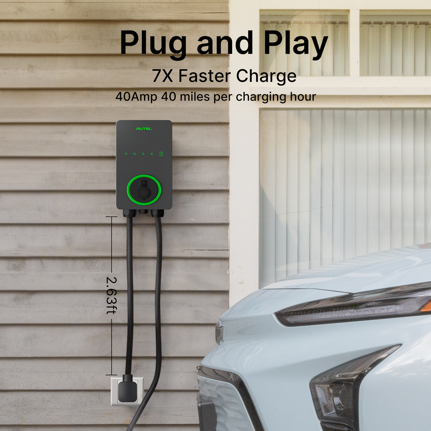 Autel Home Smart AI Level 2 EV Charger up to 40Amp, 240V, Indoor/Outdoor Fast Electric Vehicle Charging Station with Flexible 25-Foot Cable, NEMA 14-50 Plug, Dark Gray