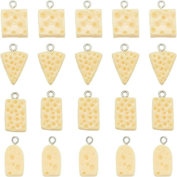 40Pcs Cheese Charm Bulk Food Simulation Charms Resin 3D Small Cute Yellow Dessert Charms