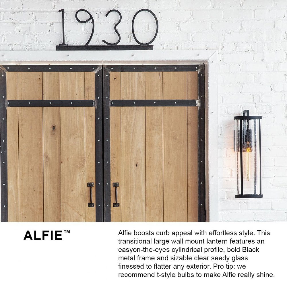 82050BK Lark Alfie - 12W 1 LED Small Outdoor Wall Lantern In Transitional-13 Inches Tall and 6 Inches Wide