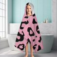 thumbnail image 6 of Pink and Black Of Leopard Print Hooded Bath Towel，60"x35" for Ages 3 To 12 Kids, Quick Dry Lightweight Soft Microfiber Hood Beach Towel Cover Up for Kids, 6 of 7
