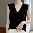thumbnail image 2 of Womens Sweater Tank Tops Cropped, V Neck Knit Vests Sleeveless Pullover Knitwear Tops Casual Trendy Solid Sweaters Vests Seamless Tank Tops for Women Black XXL, 2 of 4