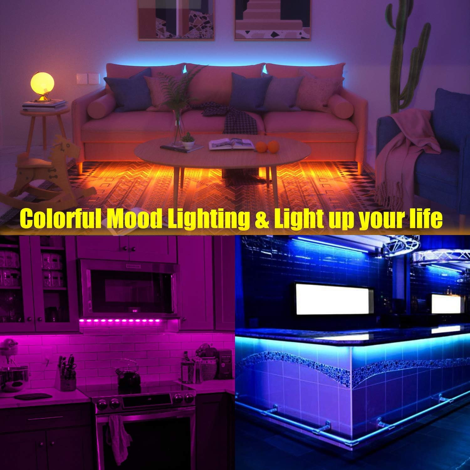 Maylit 14.3ft TV LED Backlight for 65-75 Inch TVs USB Powered RGB Strip Lights with Remote 4 Pack for Room Decor