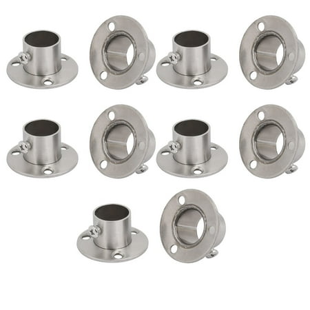 10 Flanged Stainless Steel - Unique Bargains 10 Pcs 19mm Dia Stainless Steel Rail Rod End Flange Support Bracket for Closet