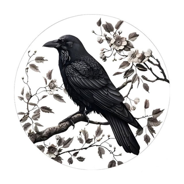 Halloween Porch Decoration Transparent Acrylic Disc Catcher With Chain And Spooky Crow Design For Window Or Outdoor Hanging