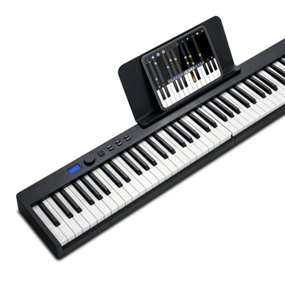 Spaco 88-Key Foldable Digital Piano, Digital Piano with MIDI and Wireless BT, Christmas Birthday Gift for Boy and Girl 3-8 Years Old, Black