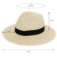 thumbnail image 3 of Womens Mens Wide Brim Straw Panama Hat Fedora Summer Beach Sun Hat Straw Hat for Women, 3 of 4