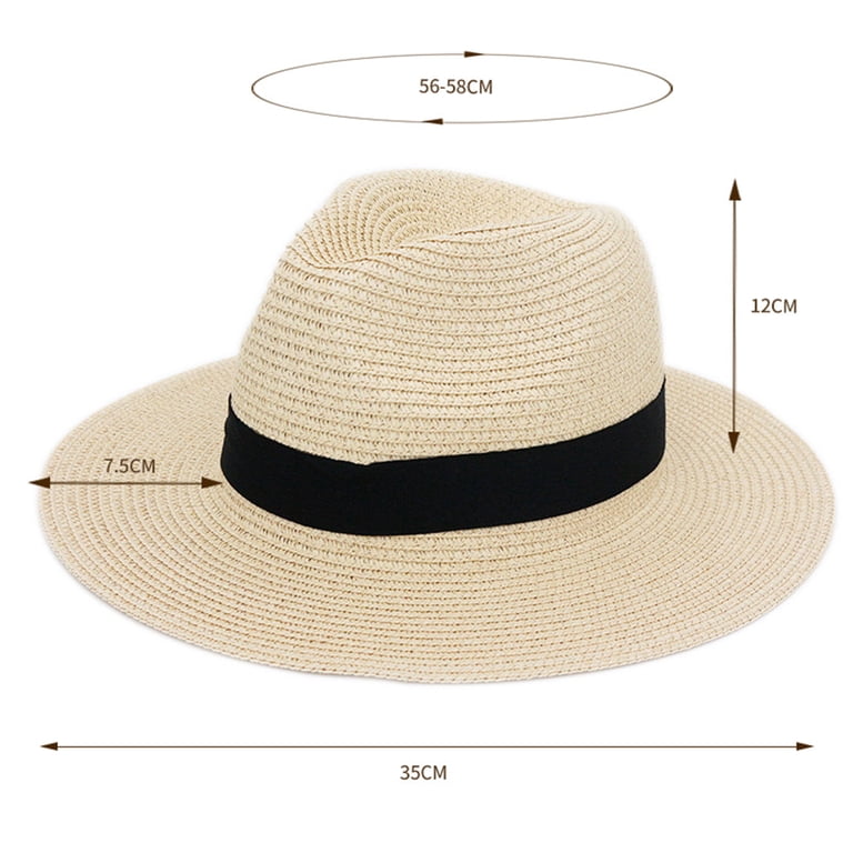 Womens Mens Wide Brim Straw Panama Hat Fedora Summer Beach  display picture 1
