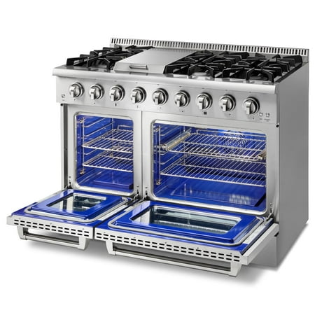 Thor Kitchen - 6.7 Cu.Ft. Freestanding Double Oven Liquid Propane Gas Range - Stainless steel