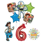 Mayflower Products Toy Story Party Supplies Woody, Buzz Lightyear and Friends 6th Birthday Balloon Bouquet Decorations