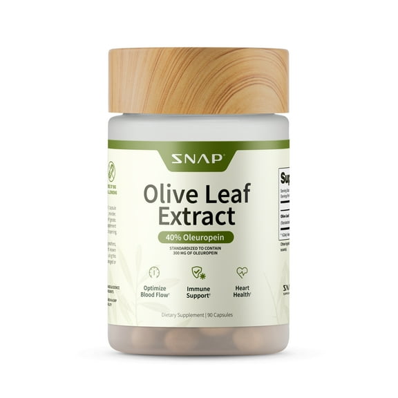 Snap Supplements Olive Leaf Extract Capsules - 40% Oleuropein, Heart Health, 60 Count