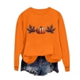 thumbnail image 2 of VKOYWKM Womens Oversized Sweatshirt Thanksgiving Maple Leaf Pumpkin Graphic Sweatshirt Funny Family Party Tops Fall Long Sleeve Crew Neck Sweatshirts Halloween Pullover, 2 of 5