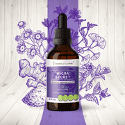 Migra Secret Alcohol-FREE Extract, Tincture, Glycerite Feverfew, Ginger, White willow bark, Periwinkle, Ginkgo, Peppermint. Headache / Migraine Support 4 oz