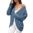 thumbnail image 3 of Gyexs Womens Fuzzy Sweaters Cardigan V-Neck Button Down Oversized Sweater Casual 2025 Fall Winter Tops (Blue, Size L), 3 of 9