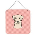thumbnail image 1 of Checkerboard Pink Yellow Labrador Aluminum Metal Wall Or Door Hanging Prints, 6 x 6 In., 1 of 1