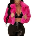 thumbnail image 2 of ATOYSOY Womens Winter Outerwear Fauxlong Sleeve Crop Jacket Coat Open Front Cardigans Pink M, 2 of 6