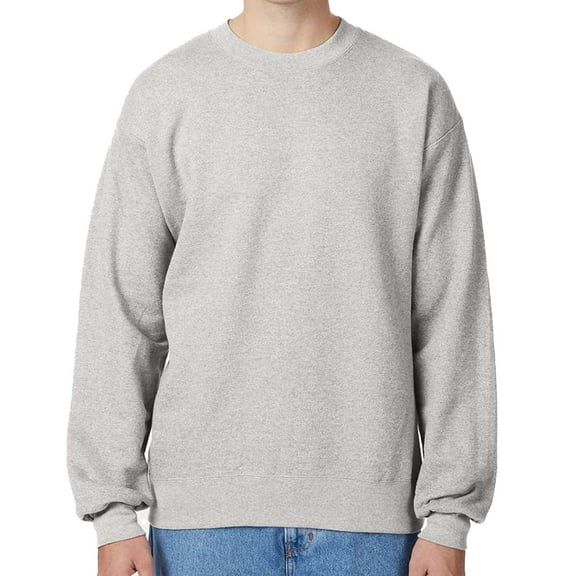 Hanes Ultimate Cotton Crewneck Sweatshirt, Men's Fleece High-Stitch Sweater, Ash, M