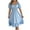 Light Blue, variant on Zpanxa Women's Summer Square Neck Short Sleeve Dress with Waist Tie Solid Ruffle Hem Casual Sundress