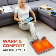 Electric Heated Foot Warmer, Foot Heating Pad, Under Desk Feet Warmer with 9 Temperature & 4 Timer Setting, LCD Display, Machine Washable, Fast Heating, 16 * 16in, Gray