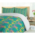 thumbnail image 5 of Ambesonne Retro Duvet Cover Set, Colorful Whimsical Shapes, 2-Calking, Green Pale Fuchsia and Yellow, 5 of 6