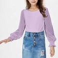 thumbnail image 4 of Iyufng Girls Tops Long Sleeve Solid Shirts Kids Cute Crewnecks Casual Blouses Round Neck, 4 of 6