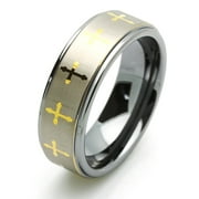 Men Women Tungsten Carbide Wedding Band Ring 8mm Comfort Fit Gold Plated Celtic Cross Tungsten Ring