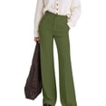 thumbnail image 4 of Women Wide Leg Pants Summer High Waisted Business Casual Work Dress Pants Trousers Slacks Green XXL, 4 of 9