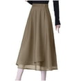 thumbnail image 2 of Aueoeo Midi Skirts For Women Tiered Skirts Button High Waisted Skirt Plus Size Womens Summer Spring Elegt Skirt Khaki M, 2 of 9