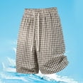thumbnail image 2 of CONZONE Men'S Baggy Shorts Elastic Waist Drawstring Summer Shorts For Men Casual Plaid Lightweight Shorts With Pockets, 2 of 4