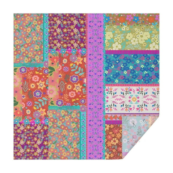 Colorful Pioneer Flower Patchwork Square Tablecloth,Waterproof Square Table Cover,Wipeable Spillproof Washable Table Cover for Home Kitchen Party Decor 42"X42"(107x107cm)