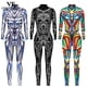 thumbnail image 2 of Disfraz de Halloween de VIP FASHION, monos estampados de esqueleto para mujer, monos de cosplay coloridos con degradado, traje de gato Zentai, 2 of 5