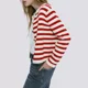 thumbnail image 5 of Comodidad Dama Sueter Rojo Negro Mujer Cardigan, 5 of 8