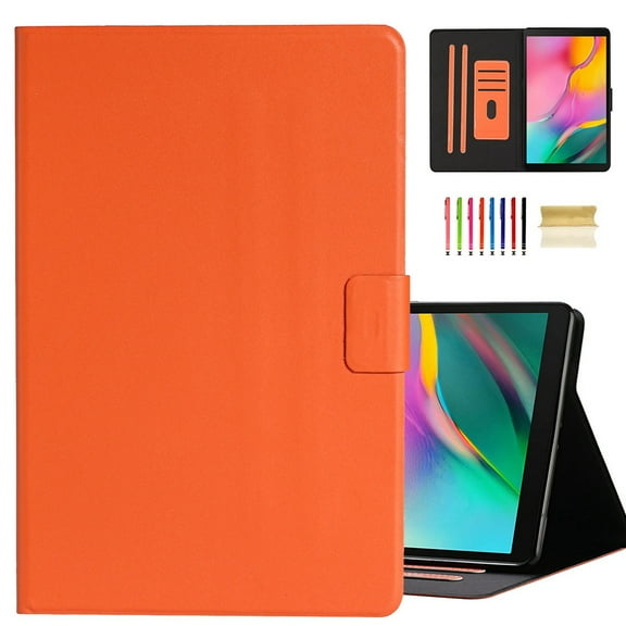Dteck Galaxy Tab Tab A 10.1 2019 Case, Multiple Angle Stand Case Fit Samsung Galaxy Tab A 10.1 Inch 2019 Model SM-T510 / T515 Tablet, Built-in Card Slots, Orange