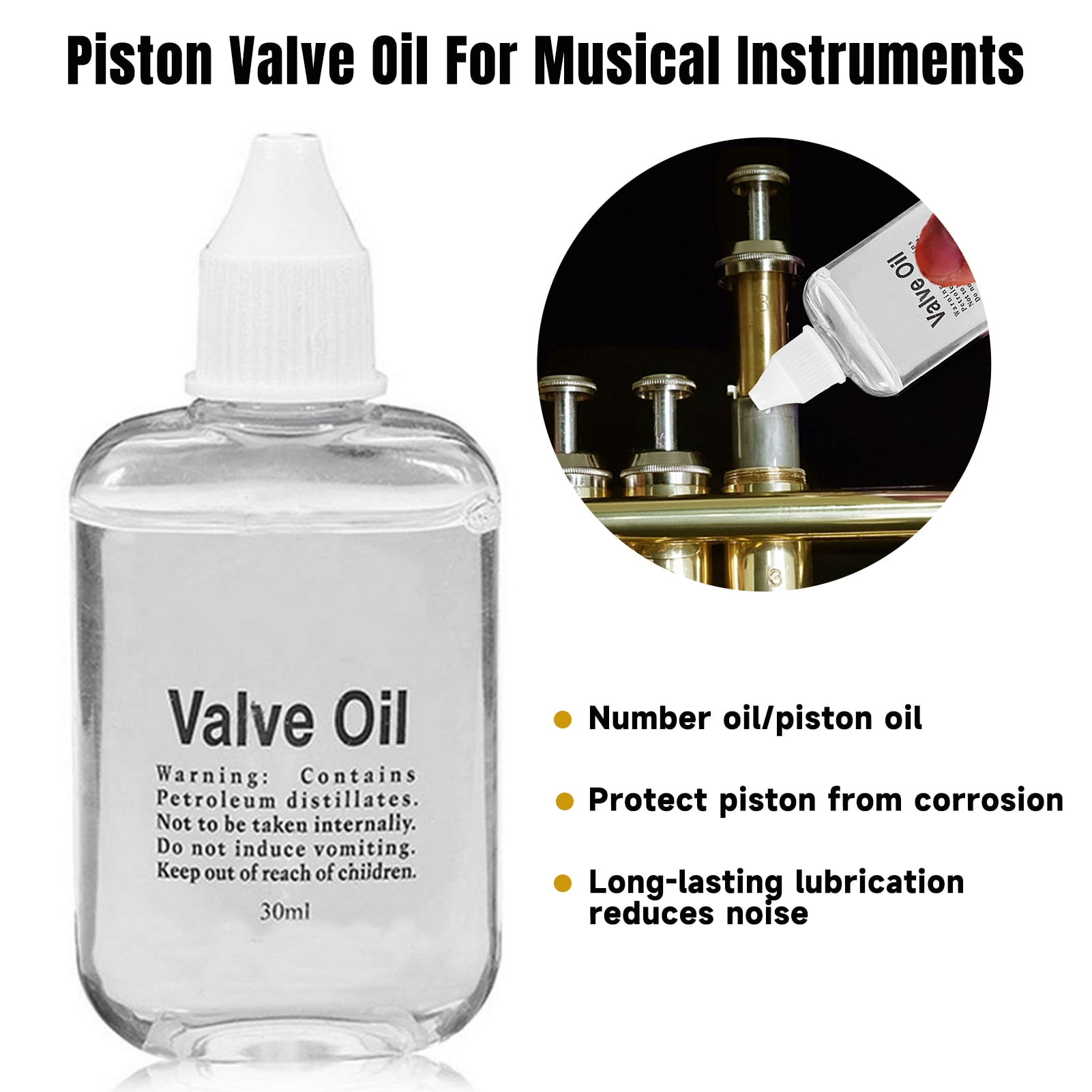 Meileang 30ML Piston Valve Oil Trumpet Trombone Horn Tuba Brass Instruments Lubricating Oil Lubricant Musical Instruments Maintenance Accessories