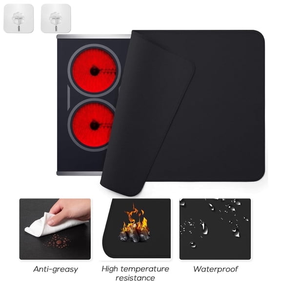 Tutuviw Fireproof and Waterproof Stove Top Covers Protector,24 x 20.5 in Electric Stove Cover Mat,Glass Top Stove Cover,Ceramic Glass Cooktop Protector,Flat Top Oven Cover, Black