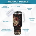 thumbnail image 2 of Yayeee 40oz Stainless Steel Tumbler with Straw and Handle Double-Wall Insulated Travel Water Bottle, Skeleton with Flowers Pattern, 2 of 8