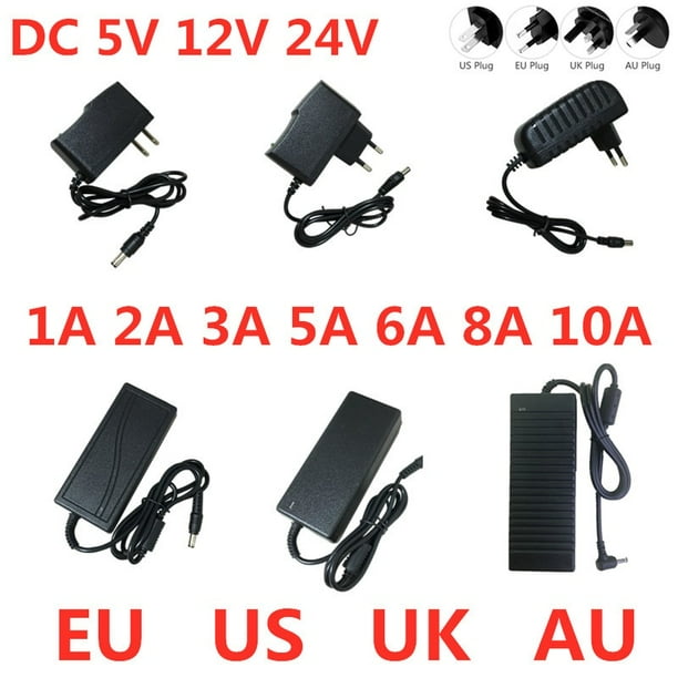 Adaptador de fuente de alimentación DC 5V 12V 24V AC 100V-240V 1A 2A 3A 5A 6A 8A 10A, adaptador convertidor de cargador para tiras LED, lámpara CCTV Tan Jianjun unisex