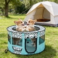 thumbnail image 7 of Yhmxh Portable Foldable Cat Playpen, Collapsible Mesh Exercise Kennel Playpen, Oxford Tent Kennel Cage Pen Tent for Dogs Cat and Rabbit Travel Dog Playpen Indoor 27.56"x27.56"x15.7", 7 of 7