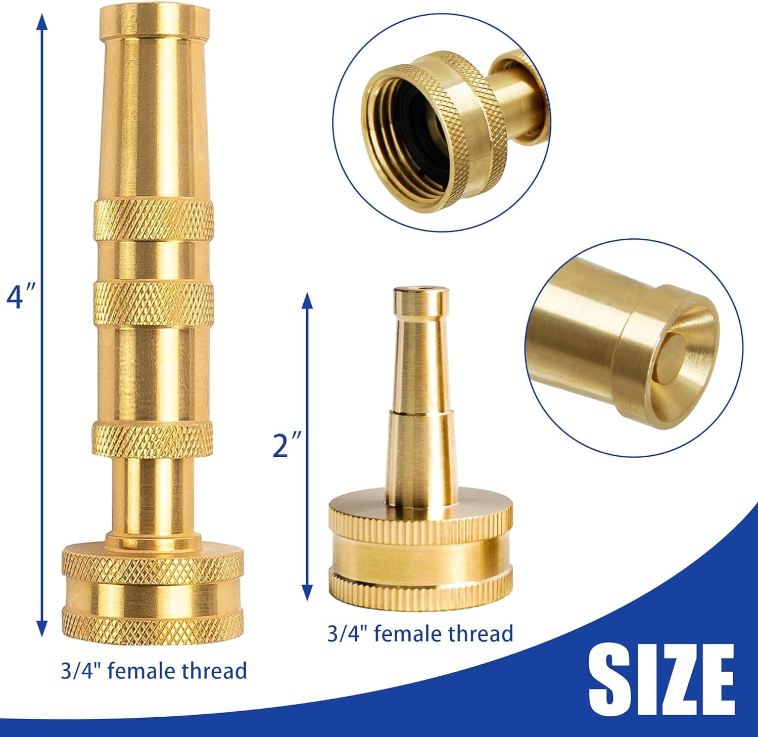Garden Hose Quick Connect Aluminum Fitting Solid Brass Twist Jet Sweeper Nozzle Bundle