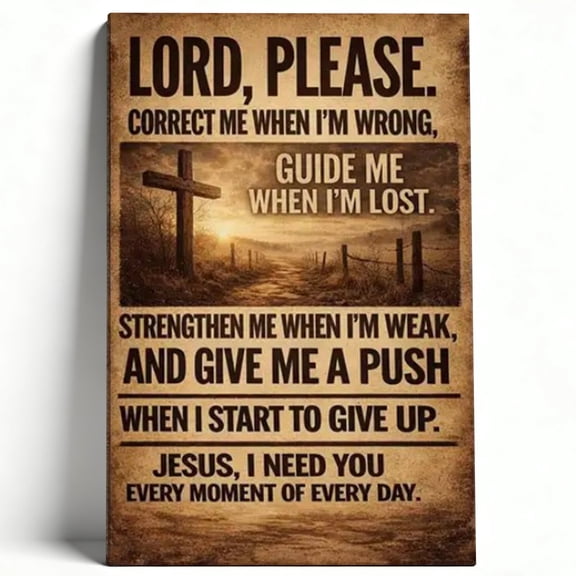 Lord Please Correct Me When I'm Wrong Christian Prayer Framed Canvas Wall Art - Inspirational Bible Verse Print For Home, Church Decor 8*12inch(20*30cm)