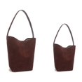 thumbnail image 2 of Bolso de mano de gamuza Real para mujer, de gran capacidad bolso de viaje, reversible, de un solo hombro, 2 of 5