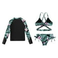 thumbnail image 4 of YONGHS Kids Girls 3 Piece Tankini Swimsuits Long Sleeve Rashguard Swimwear Set UPF 50+ Black-A 16, 4 of 7