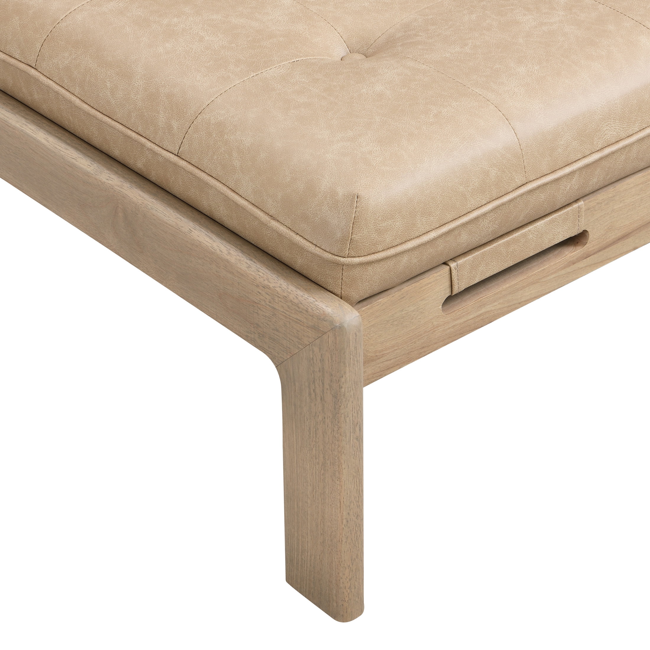 Christopher Knight Home Modern 48.4" Ottoman Bench, PU Leather Button-Tufted Cocktail Ottoman, Taupe Brown