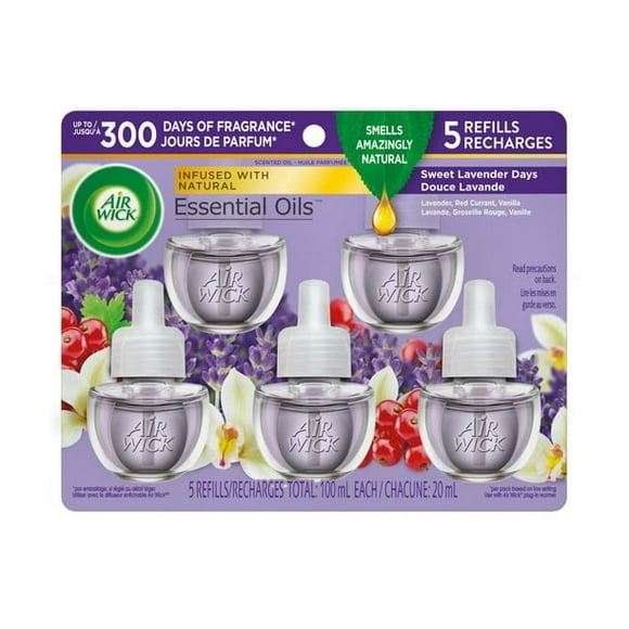 Air Wick Plug In Air Freshener, Scented Oil, 5 Refills, Sweet Lavender Days, 5x20ml