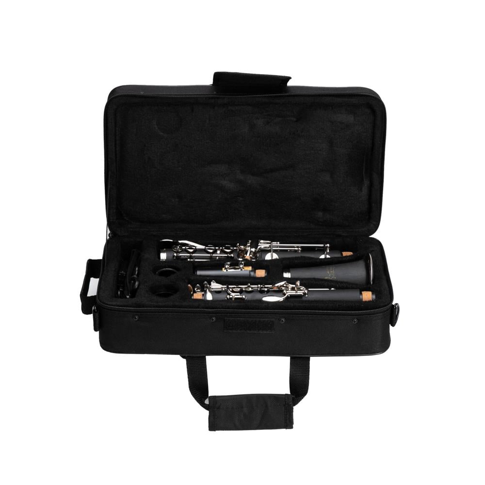 Glarry 17 Keys Flat B Clarinet with Case Mouthpieces for Beginner, Black