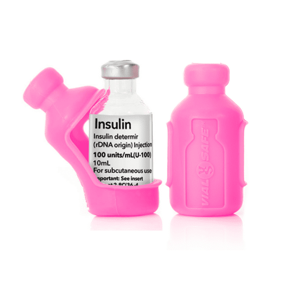 Insulin Vial Protector Case by Vial Safe, Short 10mL Size, Pink, 2Pack