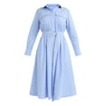 thumbnail image 3 of Free Assembly Women's and Women's Plus Belted Midi Shirtdress with Long Sleeves, Sizes XS-4X, 3 of 4