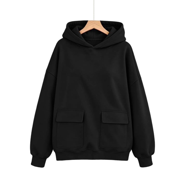 Zpzdpjkx Women's Oversized Solid Pullover Hoodie, Long Sleeve